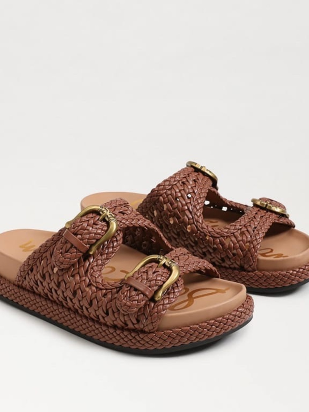 Sam Edelman Reid Buckle Slide Footbed Sandal Women’s Size 9.5 Spiced Rum Woven